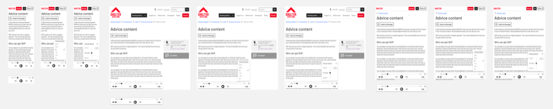 Screenshot of Shelter Scotland website showing the narration tool interface with play/pause controls, speed adjustment, and housing advice content being read aloud